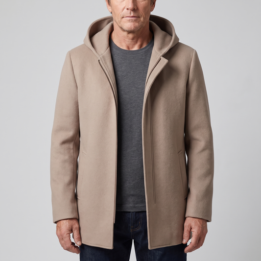 Manteau à capuche 100 % laine – Caelen Paris