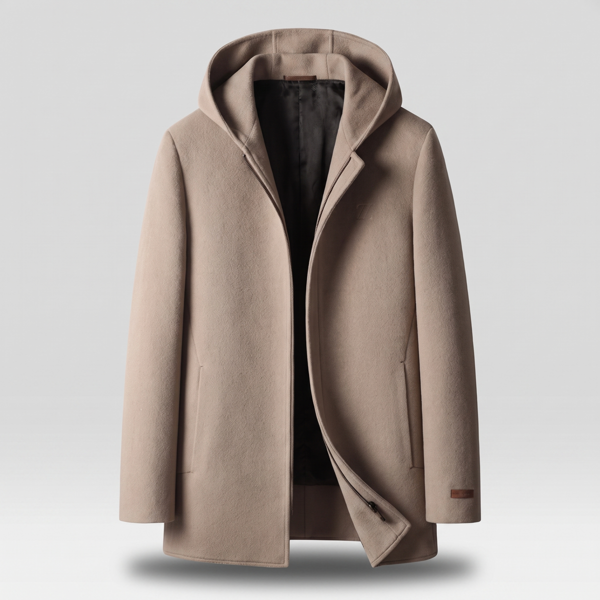 Manteau à capuche 100 % laine, autre vue – Caelen Paris