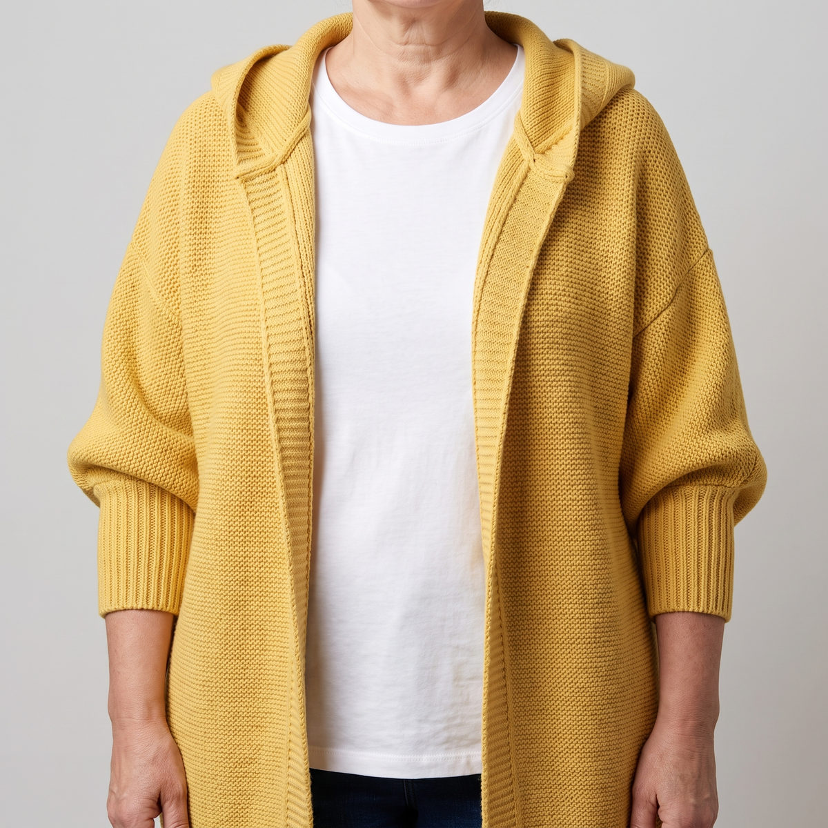 Valentina – Long gilet en maille à capuche, autre vue – Caelen Paris