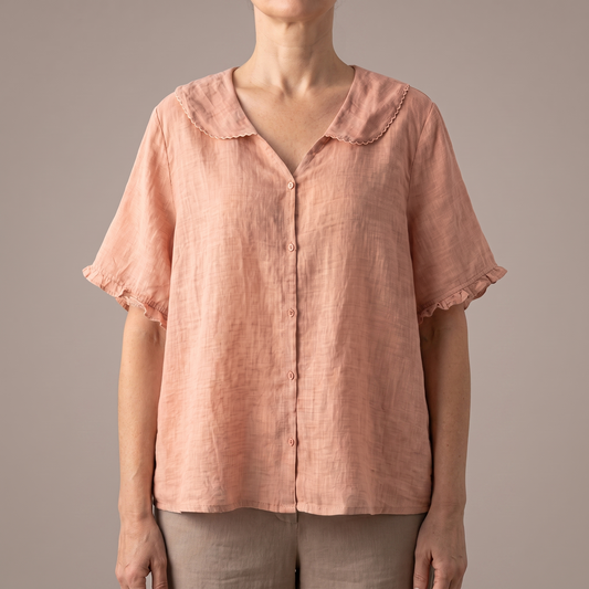 Adèle – Blouse en lin à col festonné – Caelen Paris