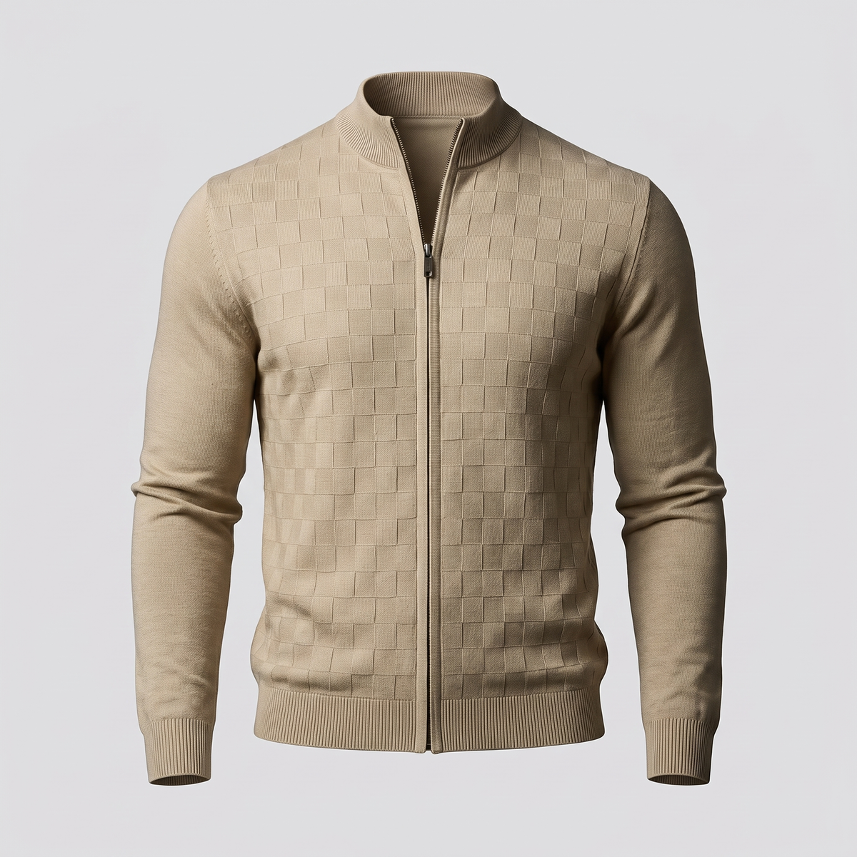 Aldric – Gilet zippé à carreaux, autre vue – Caelen Paris