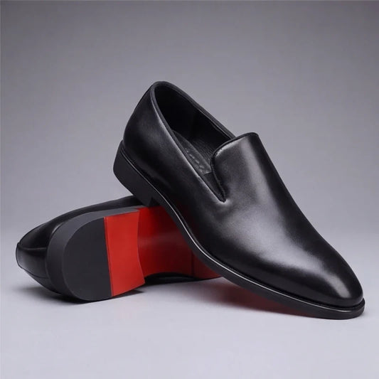 Lucien, mocassins en cuir noir semelle rouge homme - vue 1