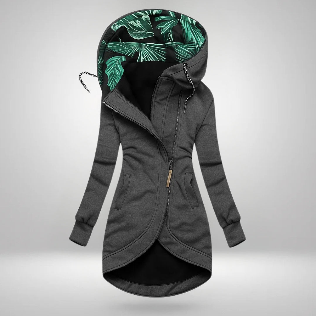 Capucine manteau long à capuche gris