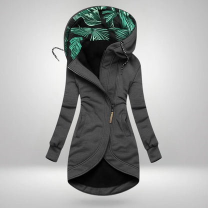 Capucine manteau long à capuche gris