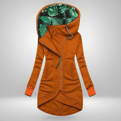 Capucine manteau long à capuche orange