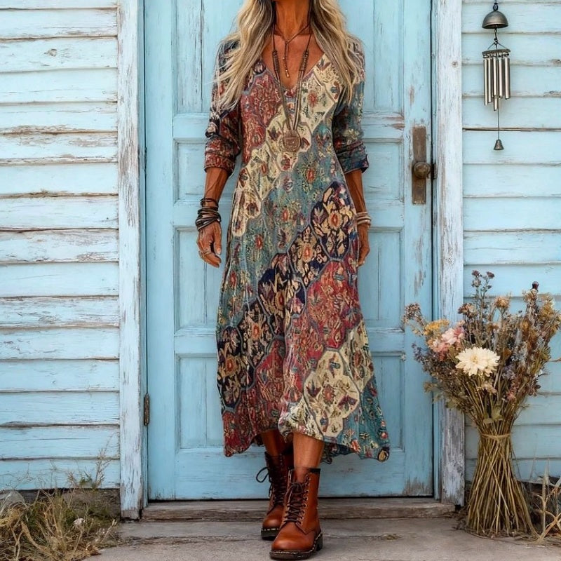 Lydia robe longue fluide imprimée