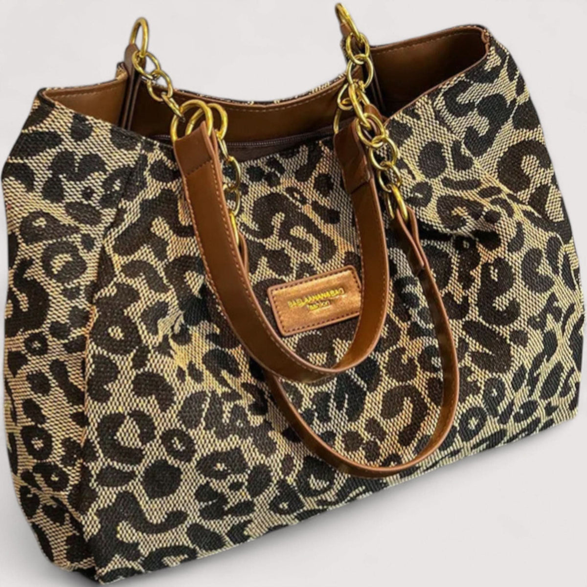 Agnès – Sac en toile léopard, autre vue – Caelen Paris