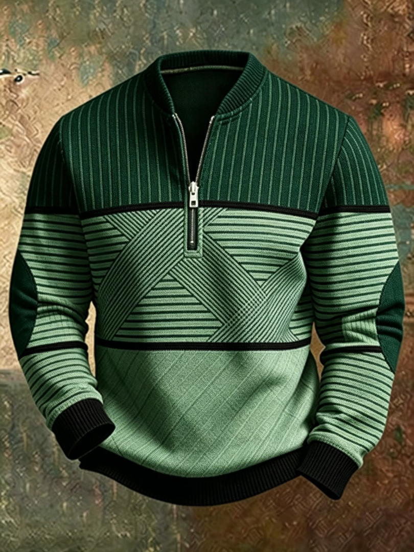 Bastien pull demi-zip vert