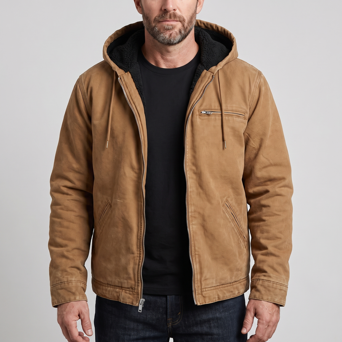 Wellington – Veste zippée à capuche doublée, autre vue – Caelen Paris