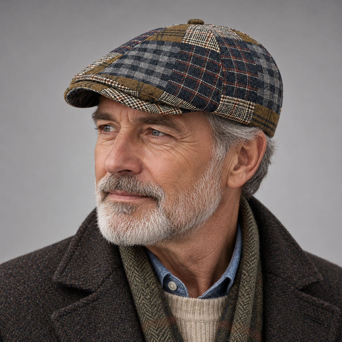 Casquette gavroche patchwork bleu marine