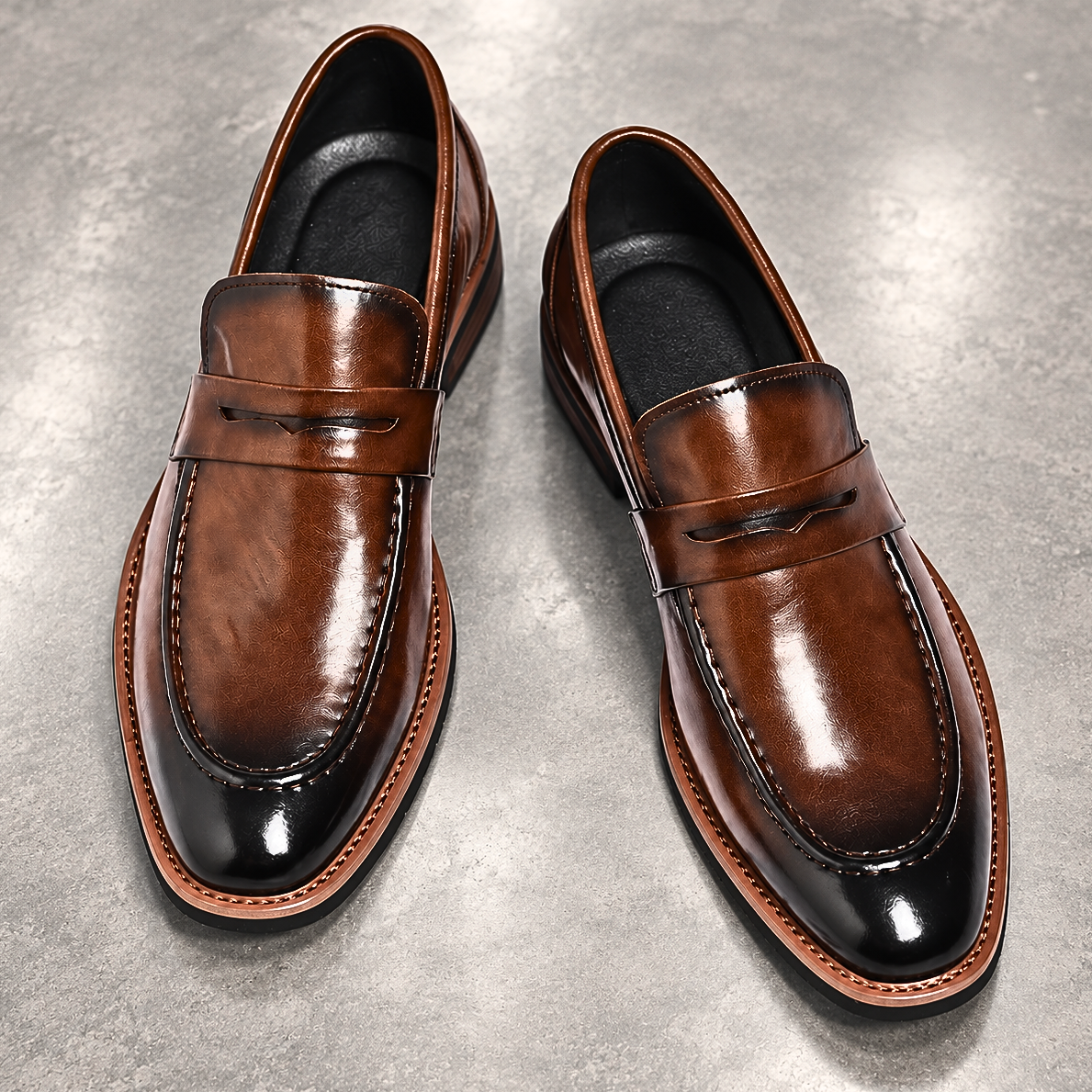 Philippe, paire de mocassins marron vue de dessus