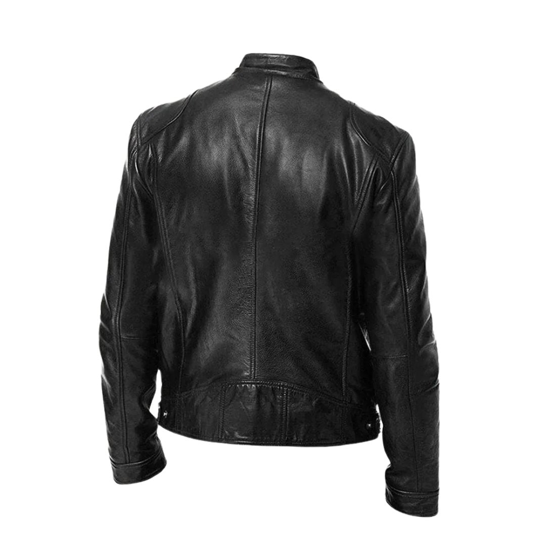 Blouson col officier Marcel noir, dos