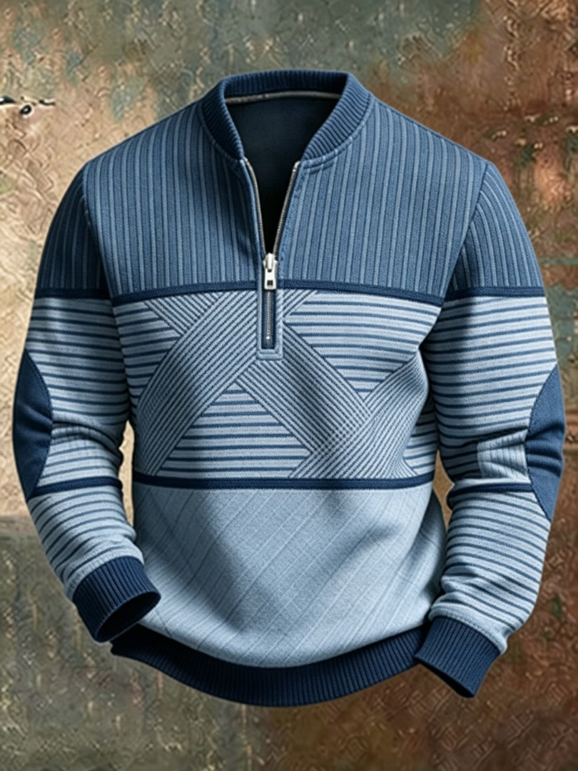 Bastien pull demi-zip bleu