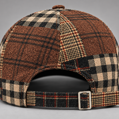 Casquette gavroche patchwork marron, détail