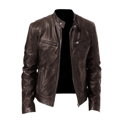 Blouson col officier Marcel marron foncé
