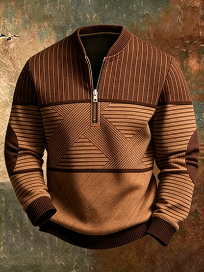 Bastien pull demi-zip marron