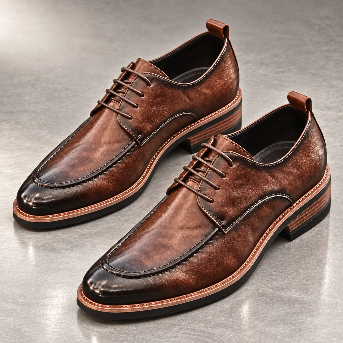 Armand, derbies en cuir patiné marron homme - vue 3