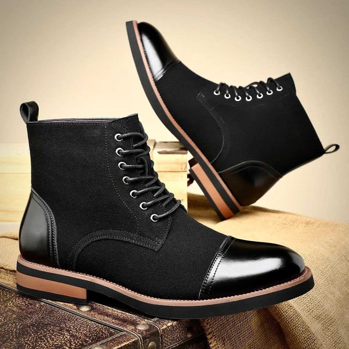 Bottines richelieu bicolores noires