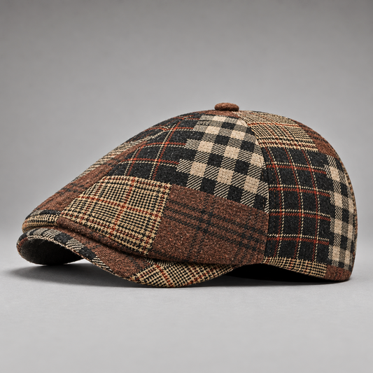 Casquette gavroche patchwork marron