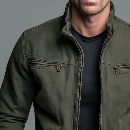 Renato, veste en toile délavée col montant