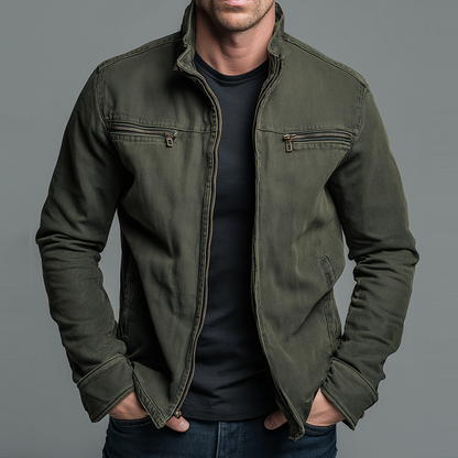 Renato, veste en toile délavée col montant