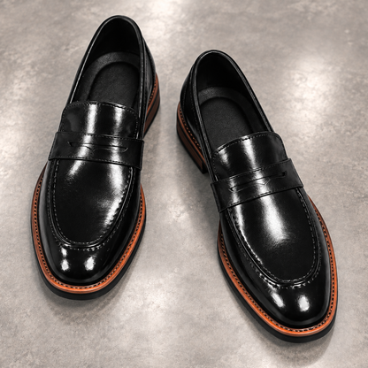 Philippe, paire de mocassins noirs vue de dessus