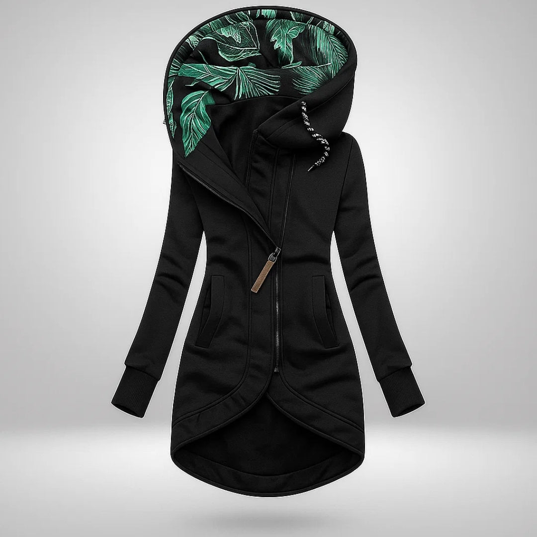 Capucine manteau long à capuche noir