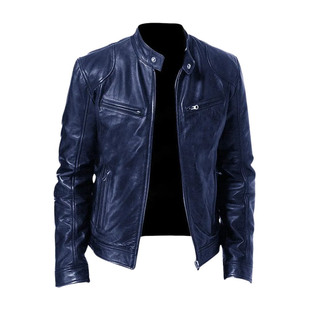 Blouson col officier Marcel bleu marine