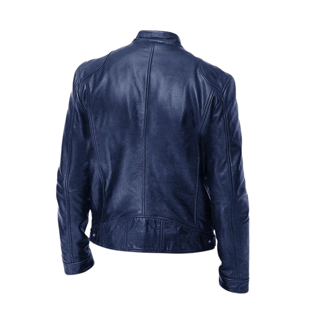 Blouson col officier Marcel bleu marine, dos