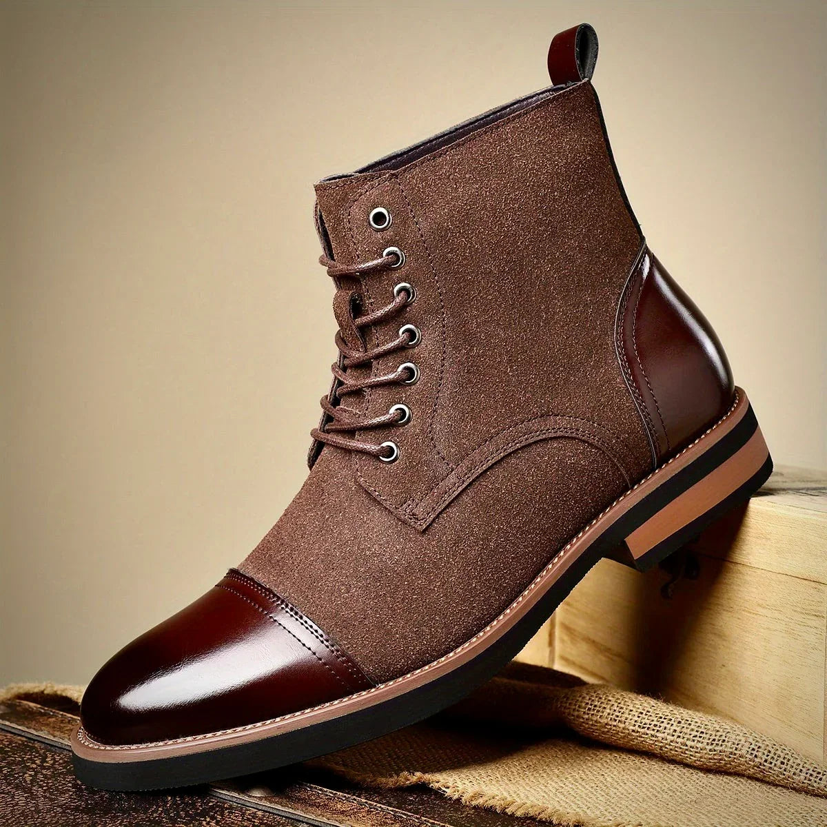 Bottines richelieu bicolores marron