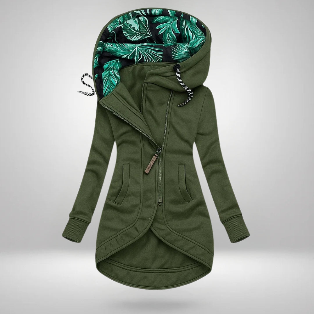 Capucine manteau long à capuche vert