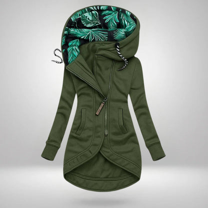Capucine manteau long à capuche vert