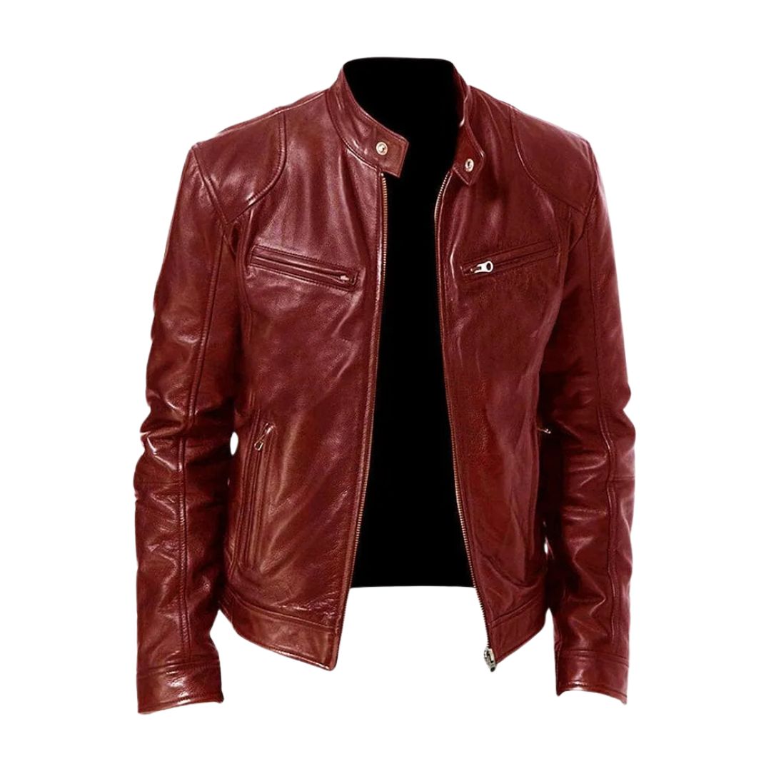 Blouson col officier Marcel bordeaux