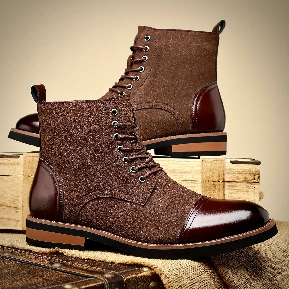 Bottines richelieu bicolores marron