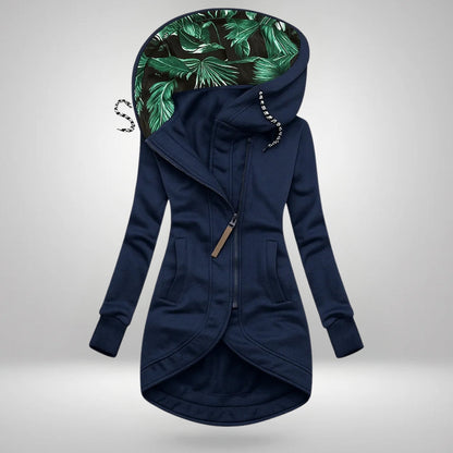 Capucine manteau long à capuche bleu marine