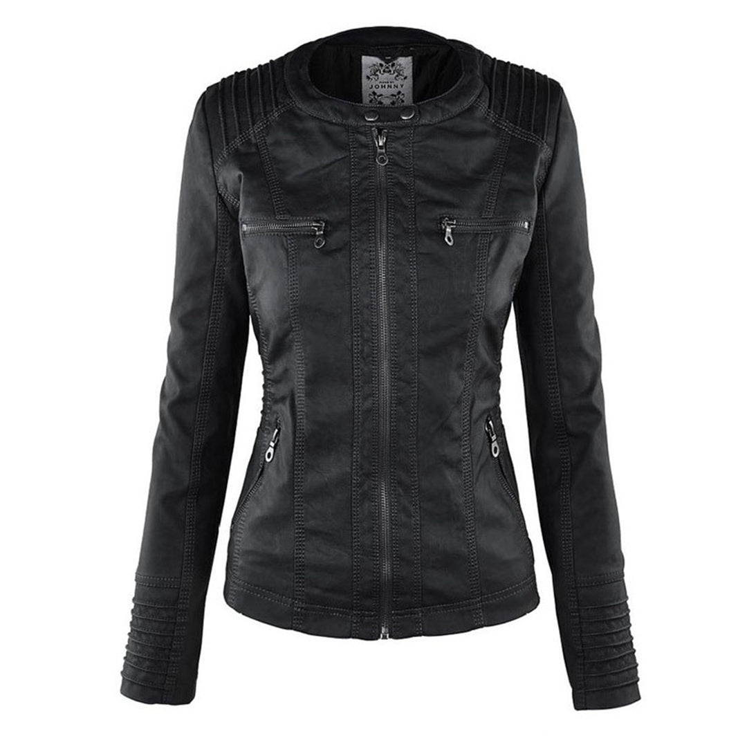 Flavia, veste effet cuir à capuche, coloris noir
