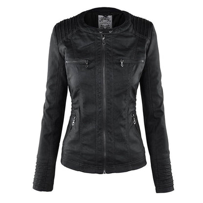 Flavia, veste effet cuir à capuche, coloris noir