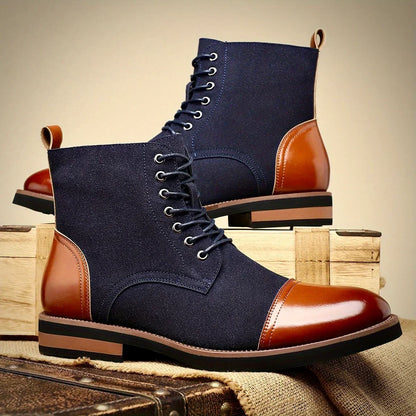 Bottines richelieu bicolores bleu marine