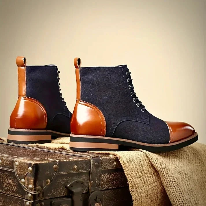 Bottines richelieu bicolores bleu marine