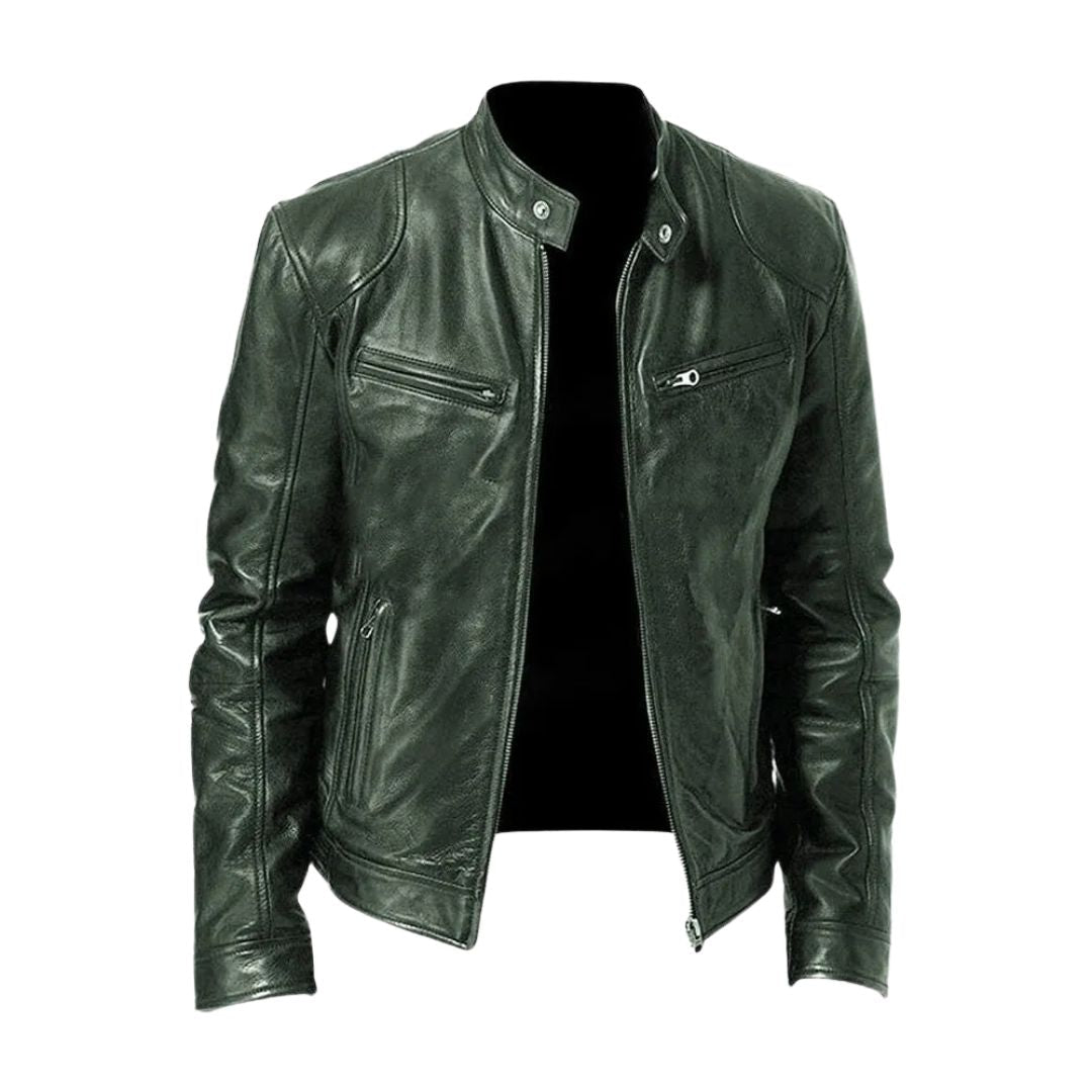 Blouson col officier Marcel vert foncé