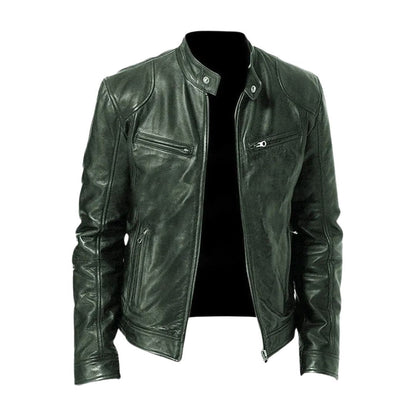 Blouson col officier Marcel vert foncé