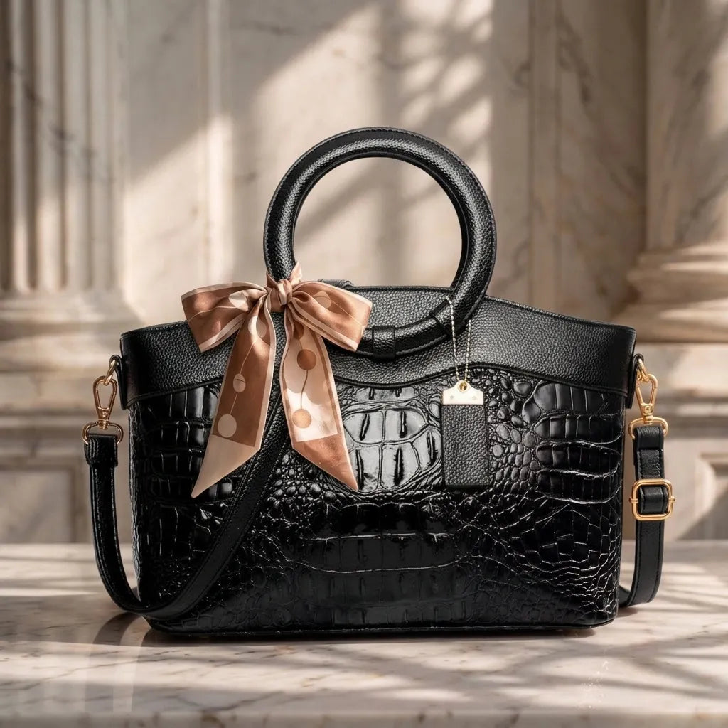 Adrienne sac effet croco noir