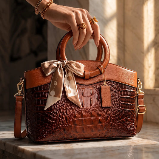 Adrienne sac effet croco caramel
