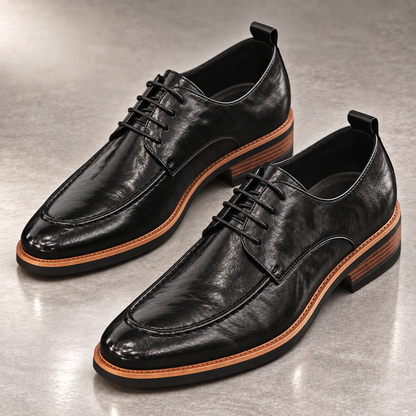 Armand, derbies en cuir patiné noir homme - vue 3