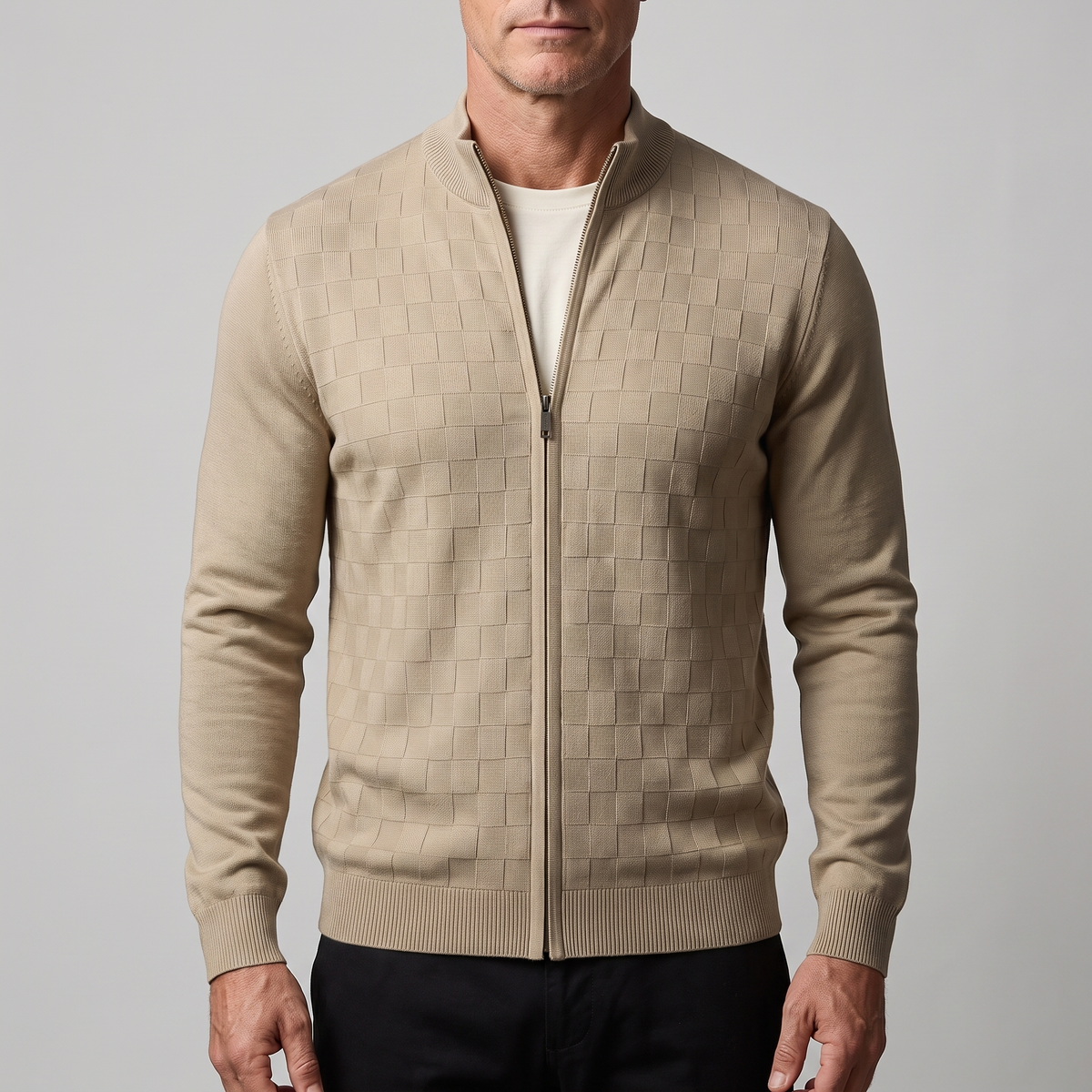 Aldric – Gilet zippé à carreaux – Caelen Paris