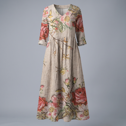 Alina – Robe midi fleurie, autre vue – Caelen Paris