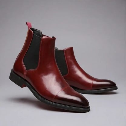 Gustave, bottines chelsea en cuir bordeaux semelle rouge homme - vue 3