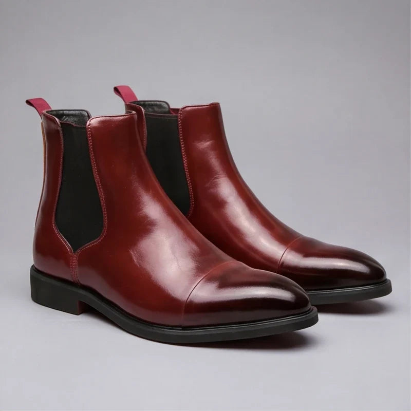 Gustave, bottines chelsea en cuir bordeaux semelle rouge homme - vue 5