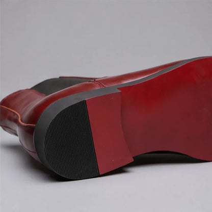 Gustave, bottines chelsea en cuir bordeaux semelle rouge homme - vue 7