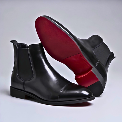 Gustave, bottines chelsea en cuir noir semelle rouge homme - vue 1